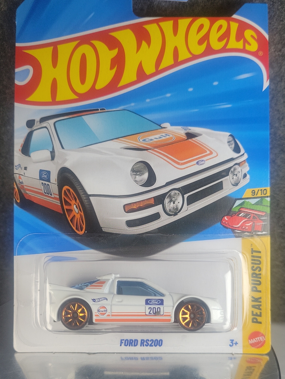 Hot Wheels Ford RS200 Die-Cast Toy Car - White with Orange Accents